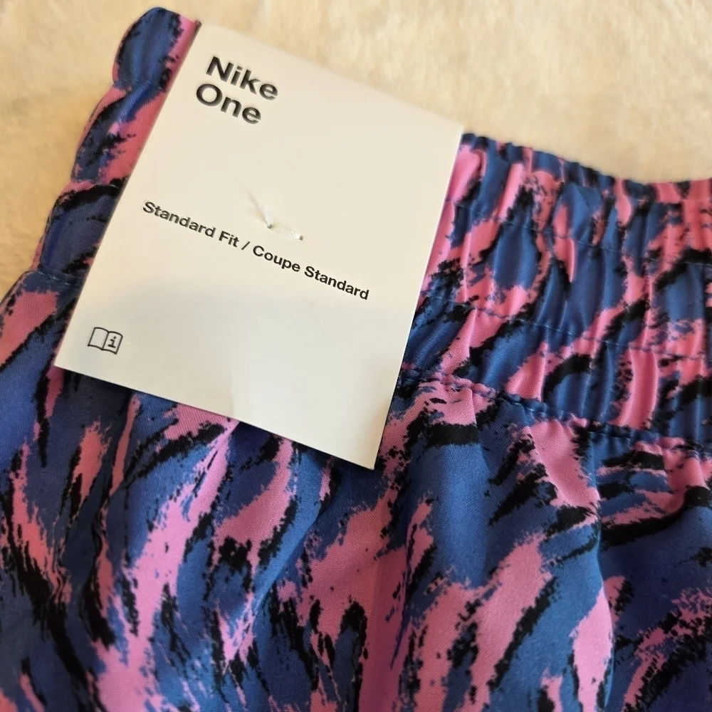 Nike One Kids' Training Shorts - Pink & Blue Animal Print - Size Large Dri-Fit